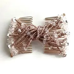 リボン型ヘアアクセサリー ローズゴールド