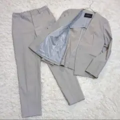 極美品 グリーンレーベルリラクシング 36 ノーカラーパンツスーツ カチリラ