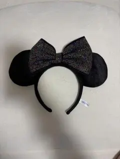 ディズニー カチューシャ ミニー リボン スパンコール ブラック