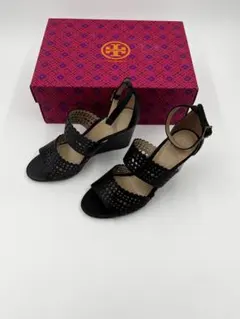 美品！トリーバーチ　TORYBURCH ヒール　黒　7M 24cm