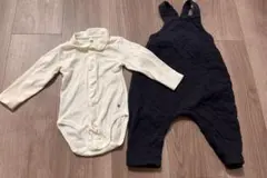 PETIT BATEAU 衿つき長袖ロンパース オーバーオール 74cm