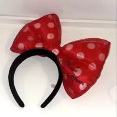 ミニーマウス 水玉リボン カチューシャ 赤 デカリボン ディズニー