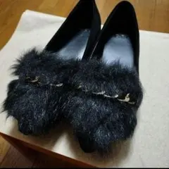 パンプス グレイル GRL 23.0cm 黒 もふもふ 靴 韓国 スカート