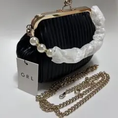 GRL パール付き がま口バッグ ブラック　2way