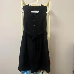 マタニティ　事務服　ノースリーブ Vネック ワンピース ブラックのサムネイル