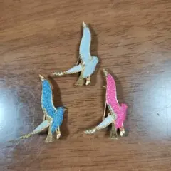 鳥型ブローチ 3個セット