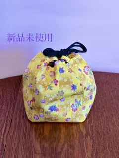 【新品未使用】 和装用巾着バッグ 黄色 桜 楓 浴衣