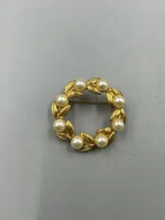 255ヴィンテージ 金属　真珠　ブローチ