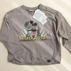 新品タグ付★futafuta★ミッキーマウス長袖Tシャツ ブラウン/95㎝ 送込