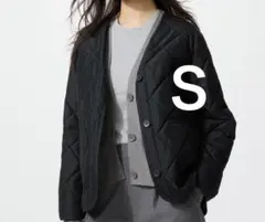 新品　パフテックノーカラージャケットＳブラックUNIQLOユニクロキルティング黒