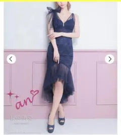 フラワーレースマーメイドドレス ネイビー