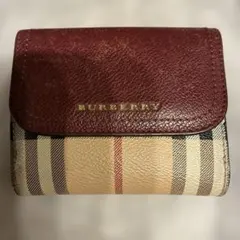 BURBERRY 二つ折り財布 チェック柄 ボルドーのサムネイル