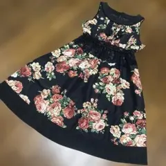 美品　axes femme アクシーズ　花柄ノースリーブワンピース ブラック