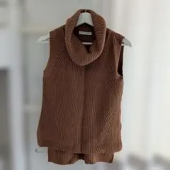 LOWRYS FARM ブラウン タートルネックニットベスト M