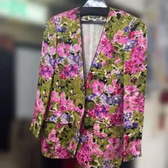 シルクREGENCE 花柄 ノーカラージャケット 38のサムネイル