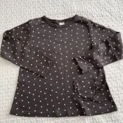 petit main グレー ハート柄 長袖カットソー130ロンTチュニック