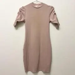 ロイヤルパーティー リブニットワンピース パフスリーブ