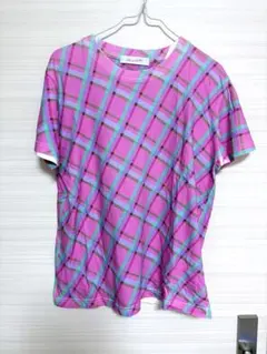 AvailableToday チェック柄 半袖 Tシャツ ピンク