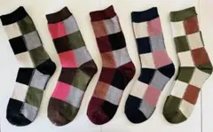 レディースチェック柄ソックス 5足セット　22-25cm
