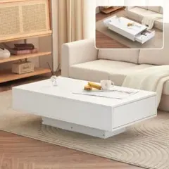 ローテーブル 収納付き センターテーブル 木製 組立簡単 収納テーブル ホワイト