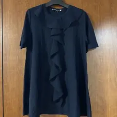 M-premier BLACK ネイビー フリルチュニック