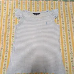 Ralph Lauren 水色ストライプ チュニックTシャツ 140
