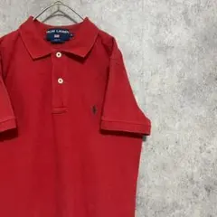 90S ポロスポーツ　ラルフローレン　ポロシャツ　赤　メンズ　ワンポイント　A2