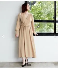 バックサテンツイストギャザーワンピース