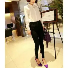 【大人気！】ハイウエストスキニーパンツ　ストレスフリー  Lサイズ