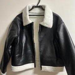 黒ボアジャケット 合成皮革 ショート/ミドル丈