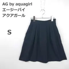 【エージーバイアクアガール】フレアスカート ひざ丈 上品 大人カジュアル 黒 Sのサムネイル