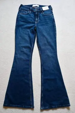 【新品】HOLLISTER フレアデニム W25 ハイライズ ダークウォッシュ