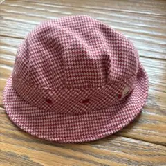 familiar ベビー帽子　赤と白のチェック柄