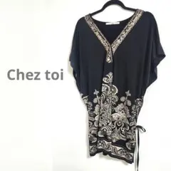 Chez toi シェトワ スパンコール付 ペイズリー チュニック Fのサムネイル