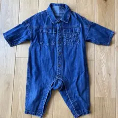 デニムブルー 半袖ロンパース