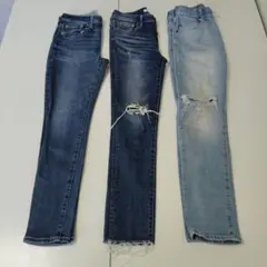 C52 お買い得！デニム 3点セット ウエスト約62cm（S〜M相当）まとめ売り