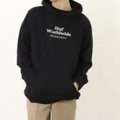 【M】HUF ハフ 裏起毛パーカー SKIDROKYO PO ロゴ/ブラックのサムネイル