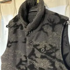 ビームス グレー迷彩柄フリースベスト S