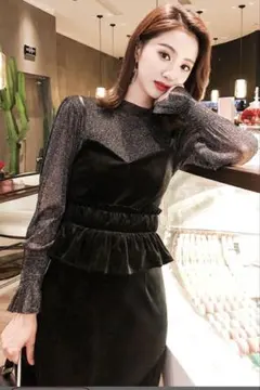 ベロアワンピース　結婚式お呼ばれ