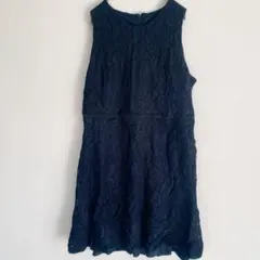 ネイビーレースノースリーブワンピ 46EU 夏上品✨大人　ワンピ