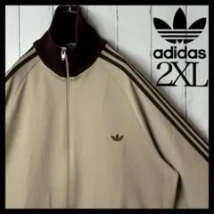 アディダス デサント トラックジャケット 7号 2XL ベージュ ブラウン 茶色