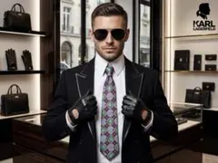 Karl Lagerfeld PARIS 総柄 シルクネクタイ 派手柄