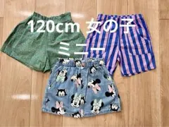 女の子 120cmディズニー ミニーマウス ハーフパンツ スカート 3点セット