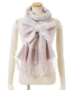 LIZLISA チェックリボンストール ピンク