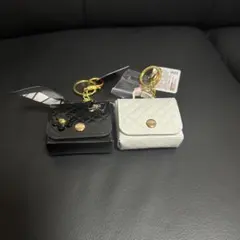 キーホルダー型ミニポーチブラック ホワイト 2色セット