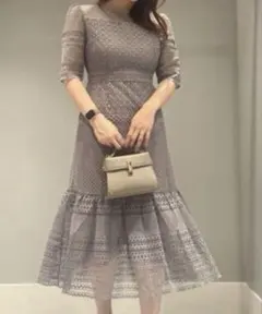 CELFORD フィッシュテールレースワンピース S グレー