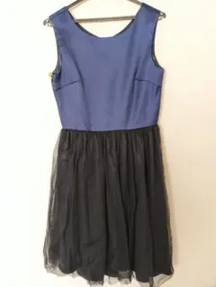 オペークドットクリップ ネイビー ブラック フォーマル ドレス ワンピース