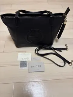 GUCCI レザー　ブラック　ハンドバッグ