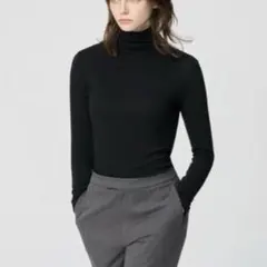 ユニクロ　極暖ヒートテックカシミヤブレンドタートルネックT / S•ブラック