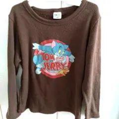 Tom and Jerry ブラウン トップス 120裏起毛 長袖トムとジェリー